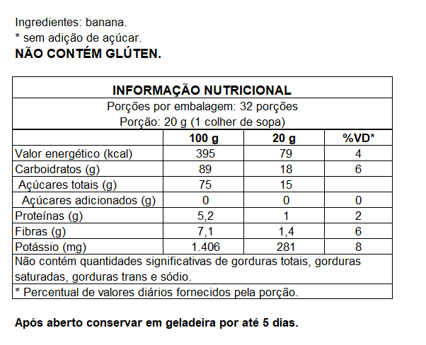 BANANADA SEM ADIÇÃO DE AÇÚCAR