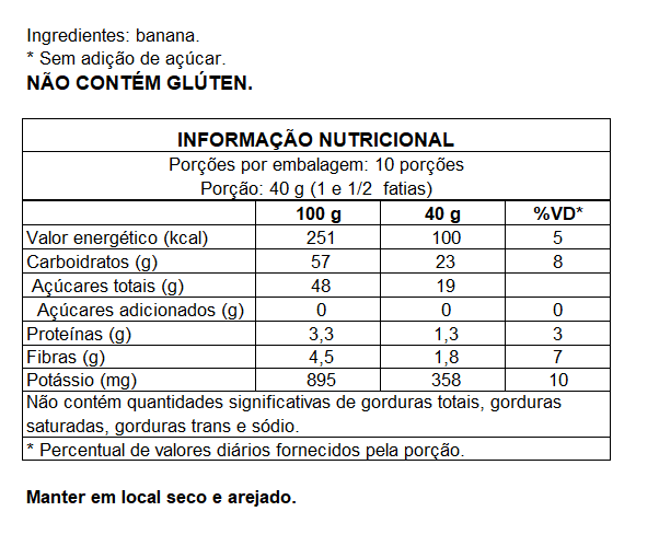 BANANADA SEM ADIÇÃO DE AÇÚCAR EM TABLETE