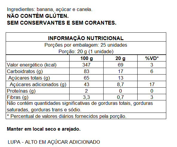 BANANINHA COM CANELA DISPLAY 25 X 20G