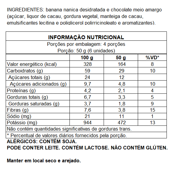 BANANA PASSA COBERTA COM CHOCOLATE