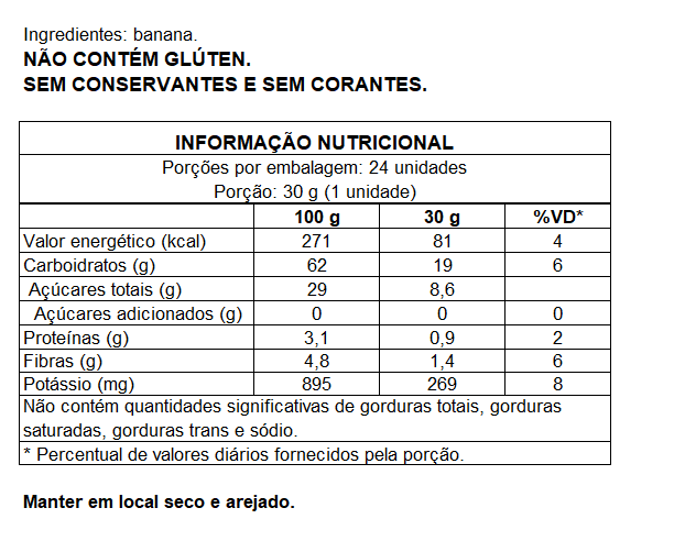 BANANINHA SEM ADIÇÃO DE AÇÚCARES DISPLAY 24X30G