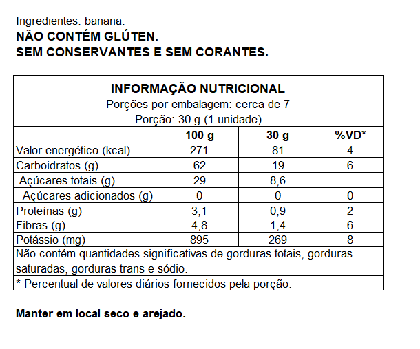 BANANINHA SEM ADIÇÃO DE AÇÚCARES